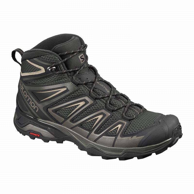 Salomon X ULTRA MID 3 AERO Botas De Montaña Hombre - Verde Oliva / Negras - Colombia (68190-WRPU)